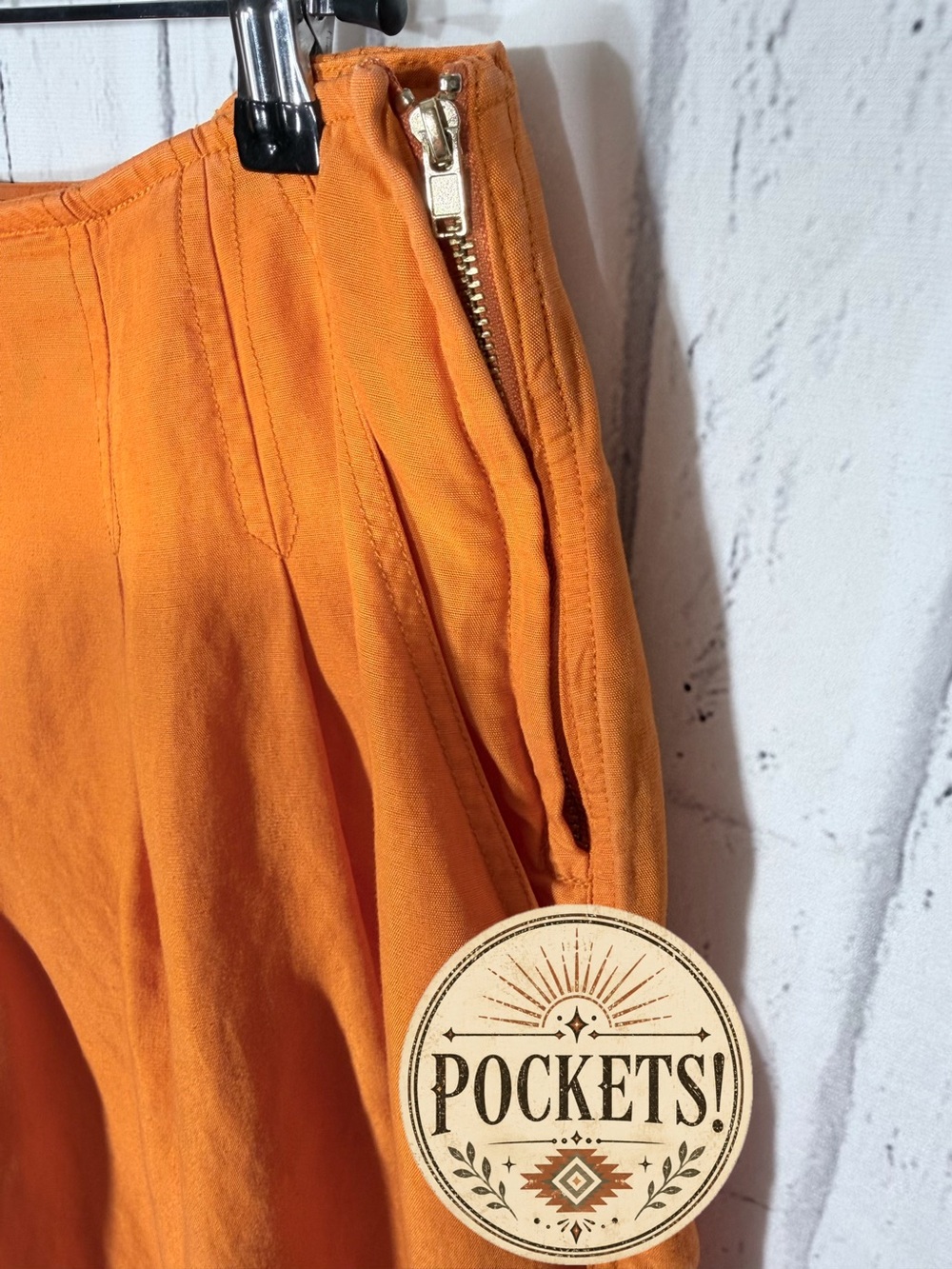 Maeve Linen Blend Pleat Front Wide Leg Culottes Pants Orange Size 8 - Picture 10 of 10